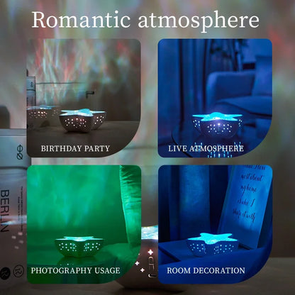 Starfish LED Night Light Rechargeable Table Lamp Northern Ocean Wave Projector Lights Romantic For Bedroom Desk Festival Decor